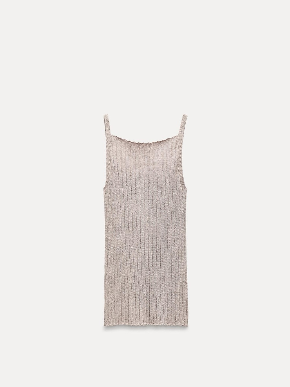 Zara Ribbed Knit Tank Top - Beige